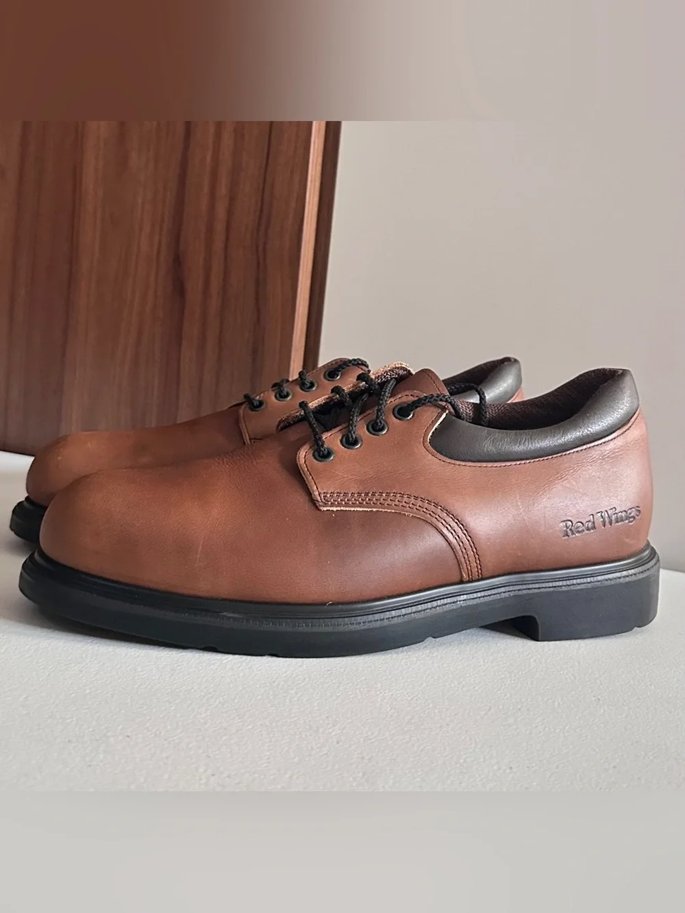 Red Wing Shoes Brown Leather Derby Toe Steel Lace-Up Size 11